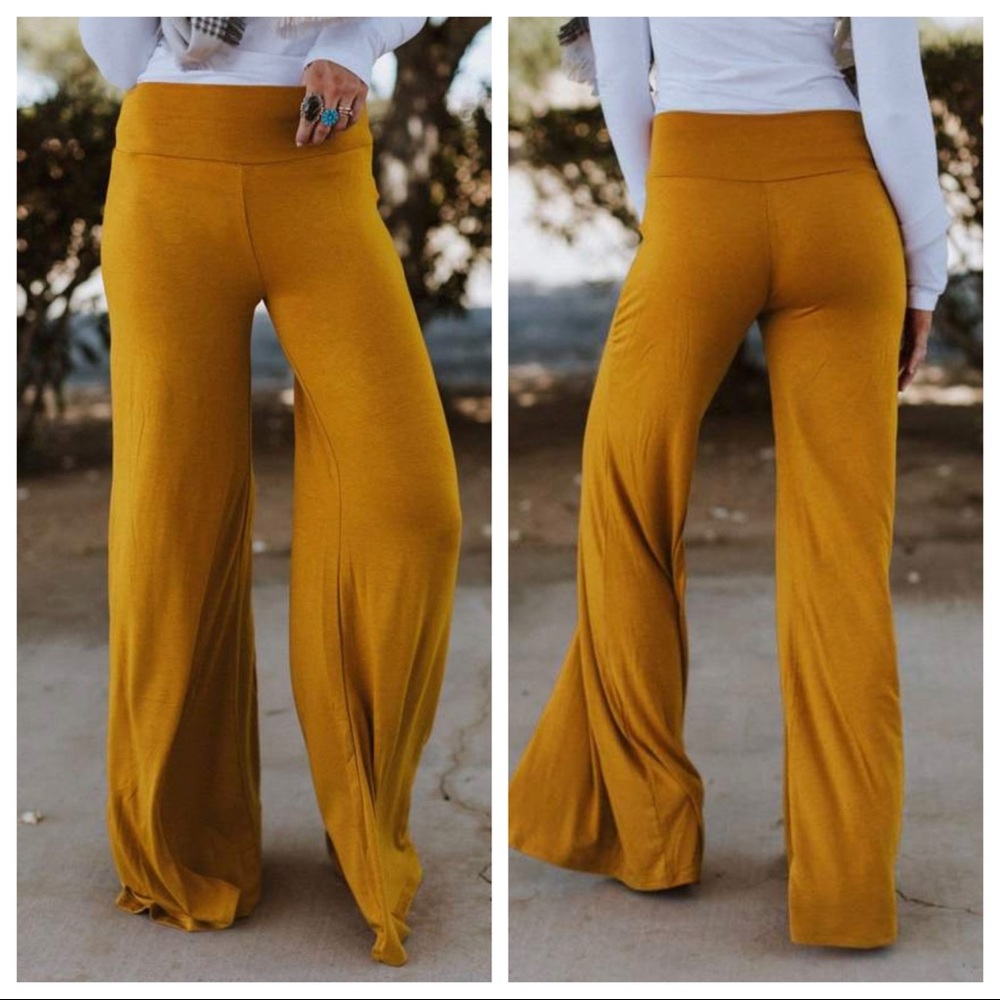 MUSTARD FABULOUS WIDE LEG PANTS - Picture 2 of 4